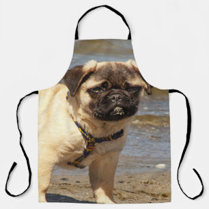Hund,Mops,Badehandtuch-Set, Set Schürze
