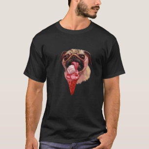 Hund Mops Eiscreme essen Süß 2 T-Shirt