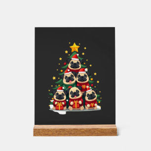 Hund Mops Weihnachtsbaum Süß Weihnachten (1) Acrylschild