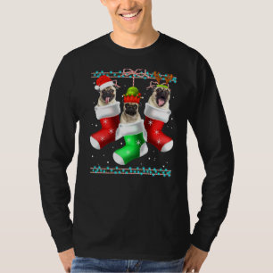 Hund Mops Weihnachtssocken Xmas Pajama Pet Welpe T-Shirt