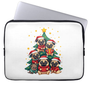 Hund Möpse Weihnachtsbaum Süß Weihnachten (3) Laptopschutzhülle