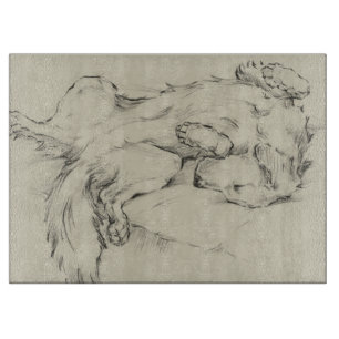 Hund müde schneidebrett