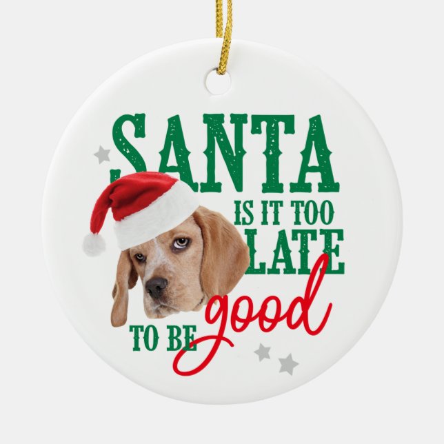 Hund Naughty oder Nice Ornament (Vorne)