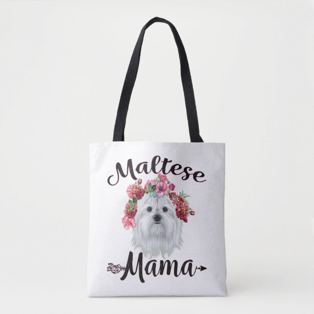 Hund| Niedliche maltesische Mama Hund Blume Floren (Vorderseite)