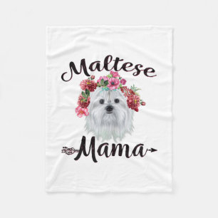 Hund  Niedliche maltesische Mama Hund Blume Floren Fleecedecke