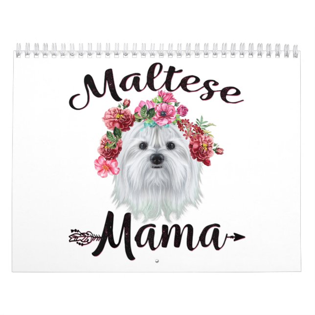 Hund| Niedliche maltesische Mama Hund Blume Floren Kalender (Titelbild)