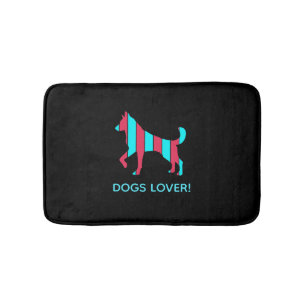 Hund - Niedlicher Haustier Pop Art, blau & rot Abs Badematte