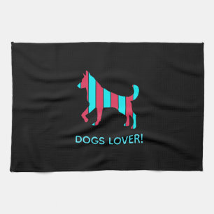 Hund - Niedlicher Haustier Pop Art, blau & rot Abs Geschirrtuch