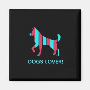 Hund - Niedlicher Haustier Pop Art, blau & rot Abs Magnet