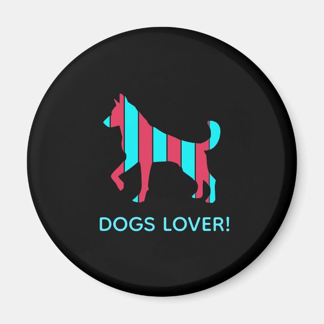 Hund - Niedlicher Haustier Pop Art, blau & rot Abs Magnet (Vorne)