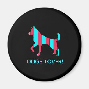 Hund - Niedlicher Heimtiere Pop Art, Blau & Rotes  Magnet