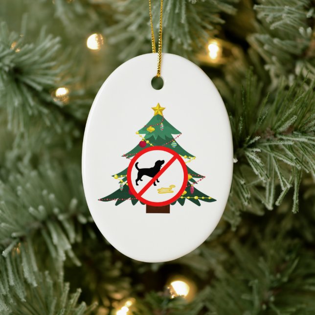 Hund No Pee Sign Keramik Ornament (Baum)