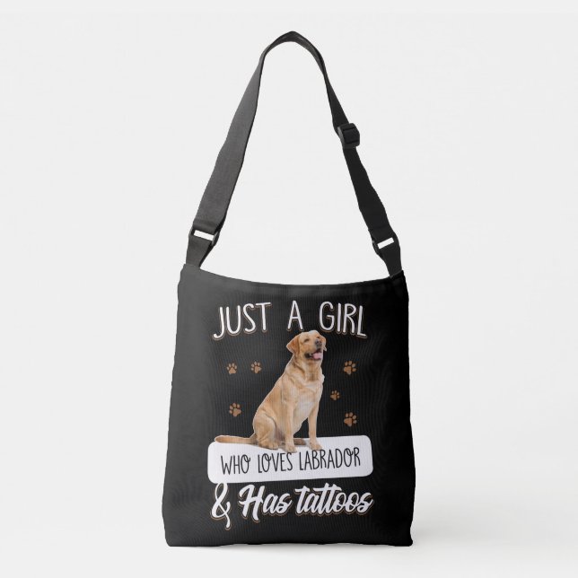 Hund| Nur ein Mädchen, das Labrador Tattoos Liebe Tragetaschen Mit Langen Trägern (Vorderseite)