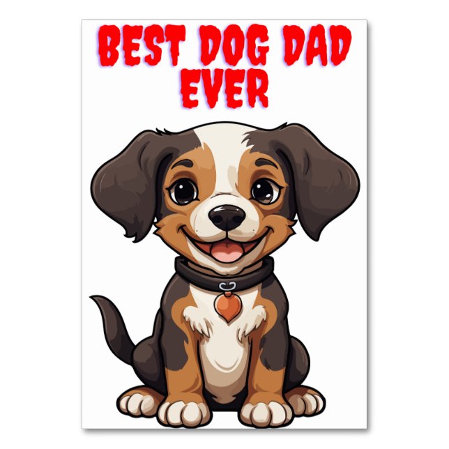Hund Papa Vatertagskarten Tischnummer (Vorderseite)