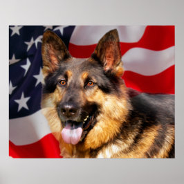 Hund Patriot Red Blue White Poster