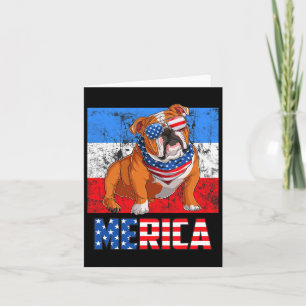 Hund Patriotic USA 4. Juli Amerikanische Flagge Me Karte