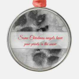 Hund Pawprint in Schnee Weihnachtsdekoration. Ornament Aus Metall
