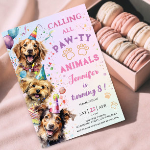 Hund Pawty Geburtstagsparty Girl 8. Geburtstag Einladung