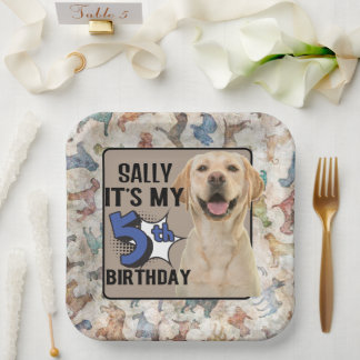 Hund Personalisiert 5. Geburtstagsparty Paper Tell Pappteller