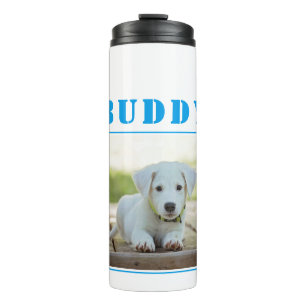Hund Pet Blauer Name und Foto Personalisiert Thermosbecher