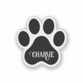 Hund-Pfoten-Name-Silhouette-Design Aufkleber