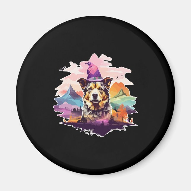 Hund Pink Halloween Magnet (Vorne)