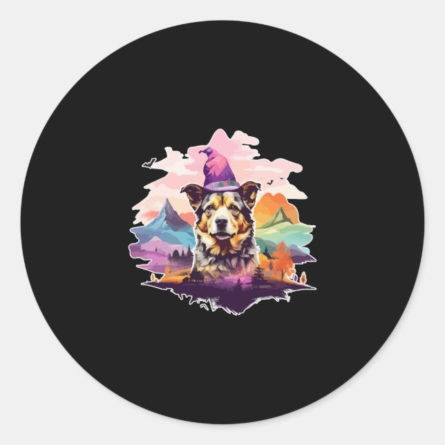 Hund Pink Halloween Runder Aufkleber (Vorderseite)