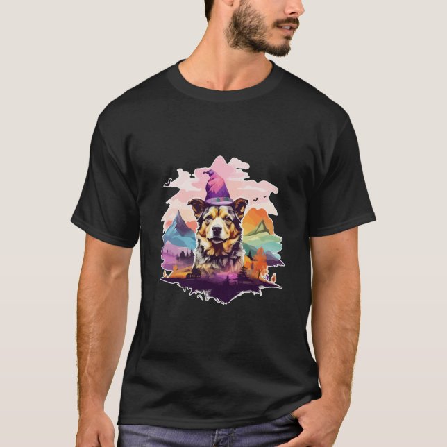 Hund Pink Halloween T-Shirt (Vorderseite)