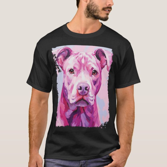 Hund Pink Pitbull T-Shirt (Vorderseite)
