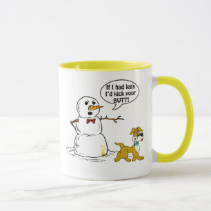 Hund pinkelt auf Schneemann-Witz Tasse