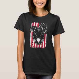Hund Pitbull Us Amerikanische Flagge 4 T-Shirt