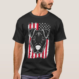 Hund Pitbull US amerikanische Flagge T-Shirt