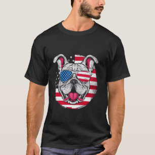 Hund Pitbull US-Flag Sonnenbrille Grafik T-Shirt