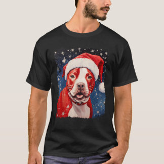 Hund Pitbull Weihnachten T-Shirt