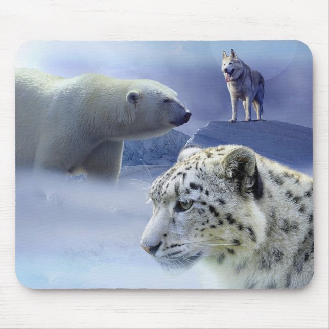 Hund, Polar-Bär und Schneeleopard Mousepad (Vorne)