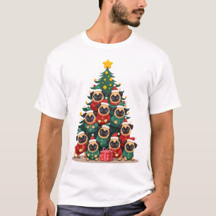 Hund Pugs Weihnachtsbaum Süß Xmas (2) T-Shirt