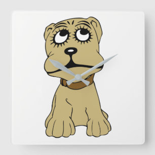 Hund Quadratische Wanduhr