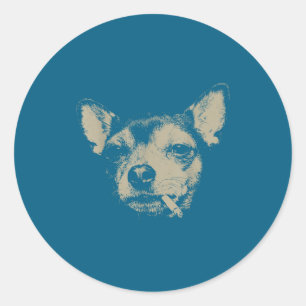 Hund raucht Zigarette Chihuahua Meme Runder Aufkleber