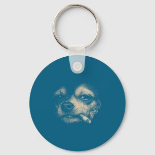 Hund raucht Zigarette Chihuahua Meme Schlüsselanhänger