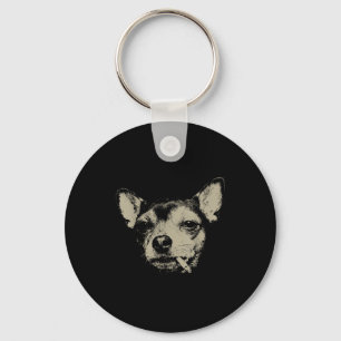 Hund raucht Zigarette Chihuahua Meme Schlüsselanhänger
