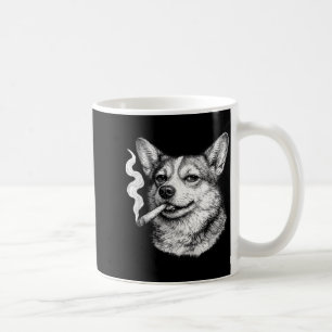 Hund raucht Zigarette lustiger Corgi-Meme Vatertag Kaffeetasse