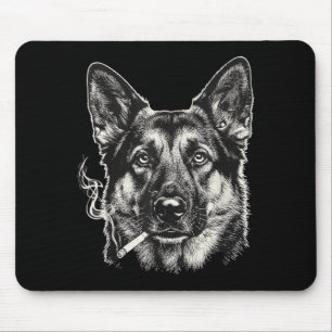 Hund raucht Zigarette lustiges deutsches Schäferhu Mousepad