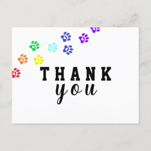 Hund Regenbogen Pfote Benutzerdefinierte Dankeskar Postkarte