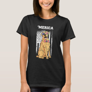 Hund Retriever Happy 4. Juli US-amerikanische Flag T-Shirt