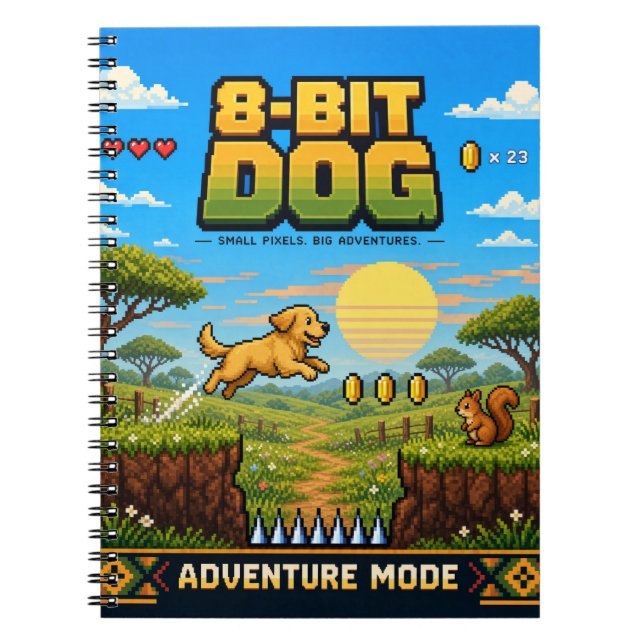 Hund, Retro-8-Bit-Pixelkunst Notizblock (Vorderseite)