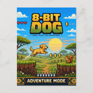 Hund, Retro-8-Bit-Pixelkunst Postkarte