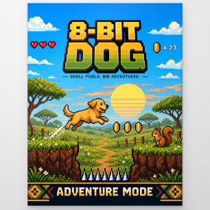 Hund, Retro-8-Bit-Pixelkunst Postkarte