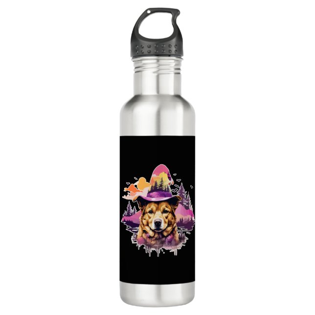 Hund rosa Halloween 2 Edelstahlflasche (Vorderseite)
