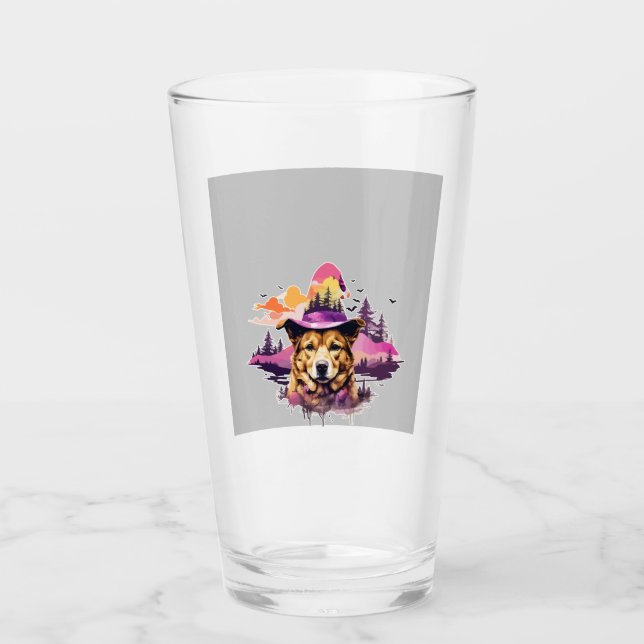 Hund rosa Halloween 2 Glas (Vorderseite)