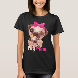 Hund Rosa Schleife Süße Pug Mama T-Shirt